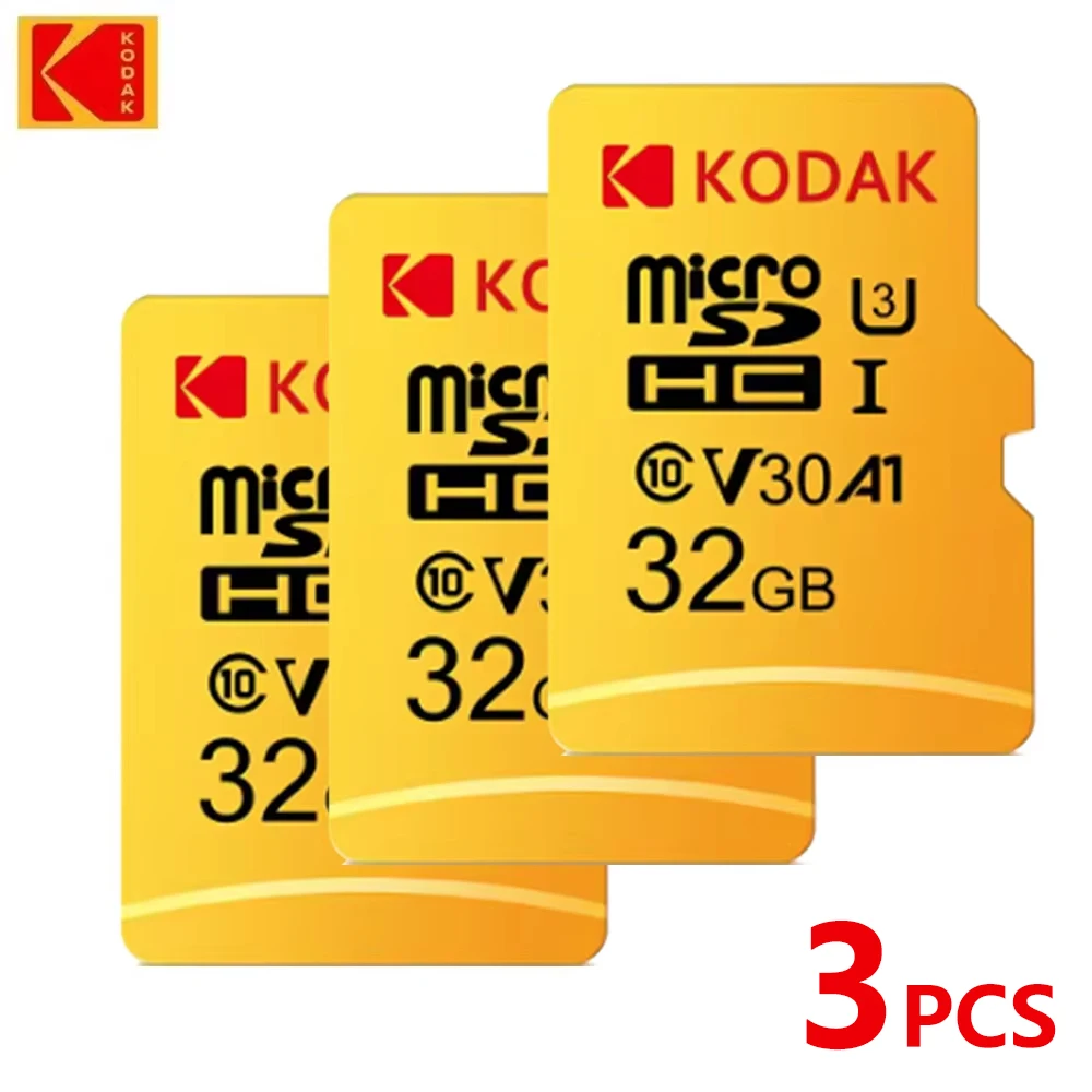 

3 шт. KODAK Micro SD 32 ГБ карта памяти 100 МБ/с A1 V30 U3 TF Карты MicroSD Карта памяти для ноутбука Desttop Телефон Дрон Камера ПК