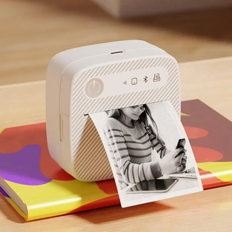 Mini Portable Printer Thermal Printing Sticker Wireless Inkless Mini Pocket Printer Self-adhesive Label Printer Photo Printer