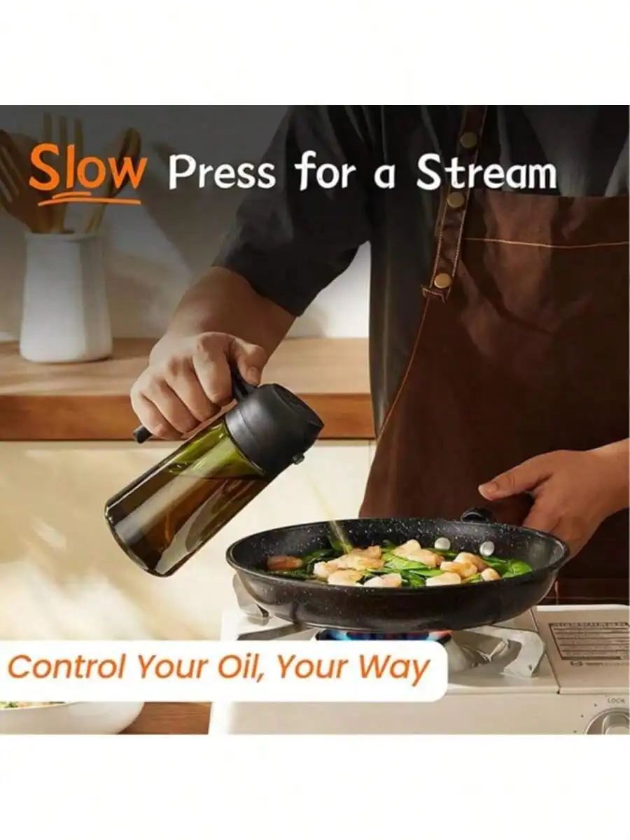 1pc Handheld Oil Sprayer, Combines Spraying And Pouring Functions, Large Capacity Olive Oil Dispenser, Suitable For Kitchen And Home Use, Can Atomize Spray, Leak-Proof, No Residue, Leak-Proof Soy Sauce And Vinegar Seasoning Bottle