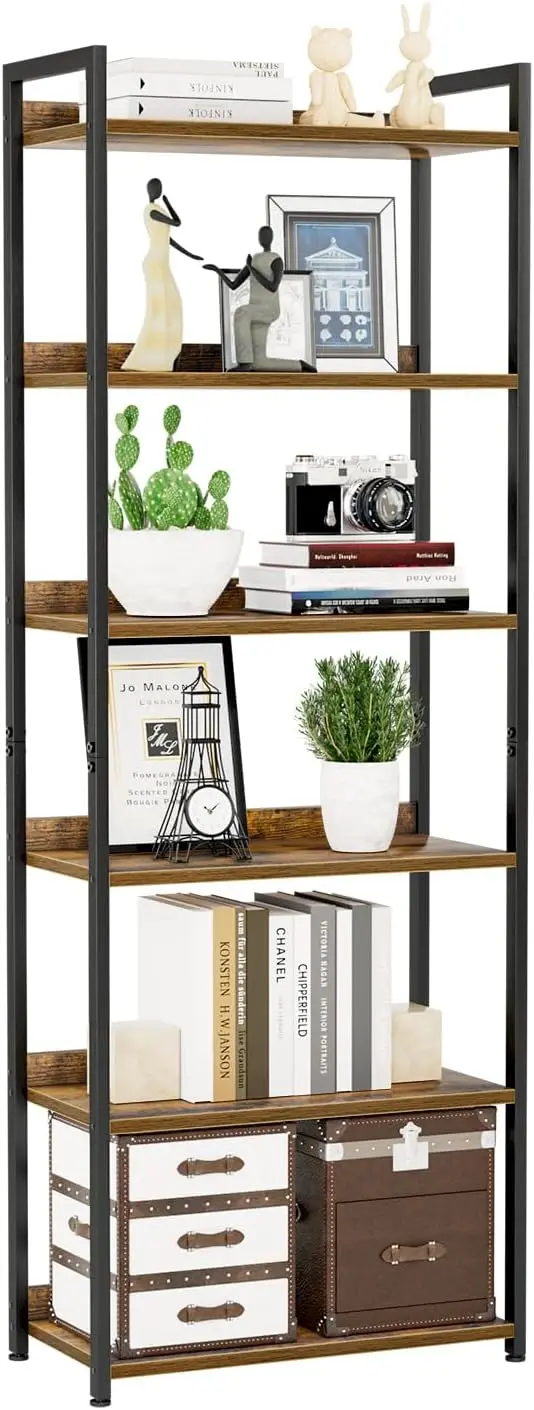 

Bookshelf, 6 Tier Bookshelves, Home Office Bookcase Shelf Storage Organizer, Free Standing Storage Shelving Unit for Bedroom