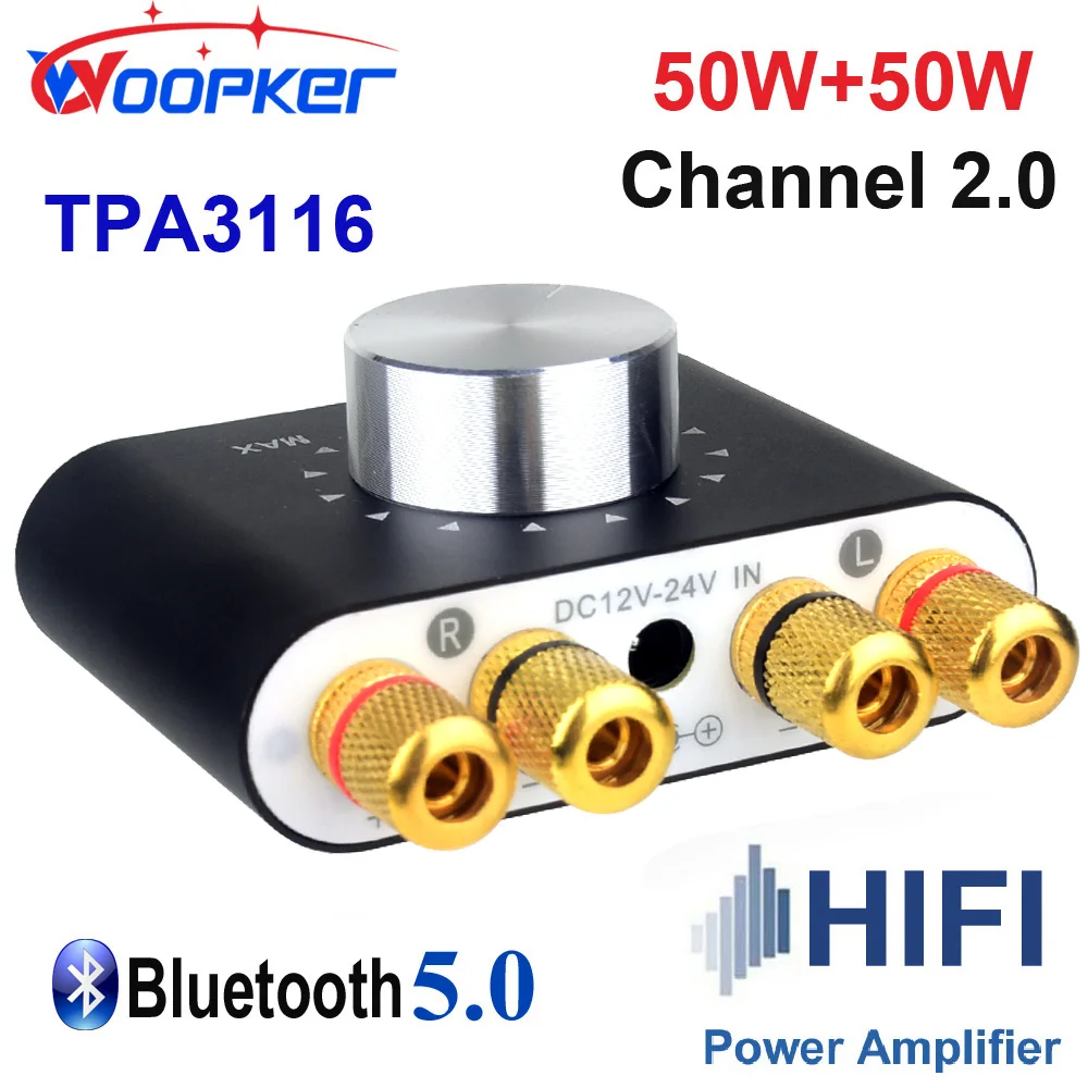 

Woopker Digital Audio Amplifier X24 Tpa3116 50Wx2 Hifi Stereo Home Audio Receiver Power AMP Bluetooth 5.0 Sound Amplifiers