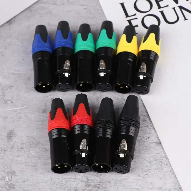 1/2Pcs Pin XLR Plug Jack Male / Female Microphone Connector MIC Adapter XLR Cable Terminal Audio Wire Connector