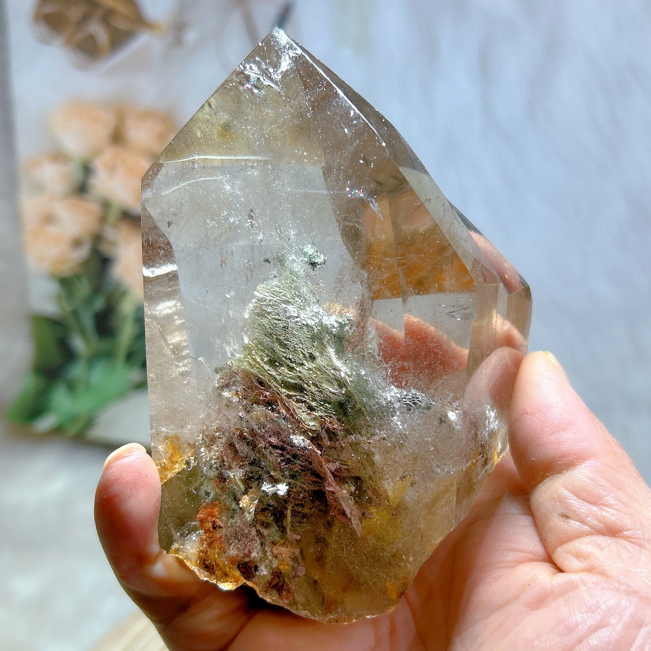 Healing Natural Crystal Garden Quartz Rainbow Tower Twins Point Raw Stone Painting Mountain Home Decoration Give Stand Gift