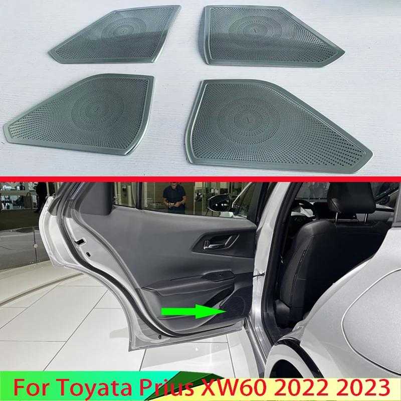 For Toyata Prius XW60 2022 2023 Stainless Steel Speaker Cover Interior Trim Side Door Stereo Bezel Collar Ring Garnish Molding