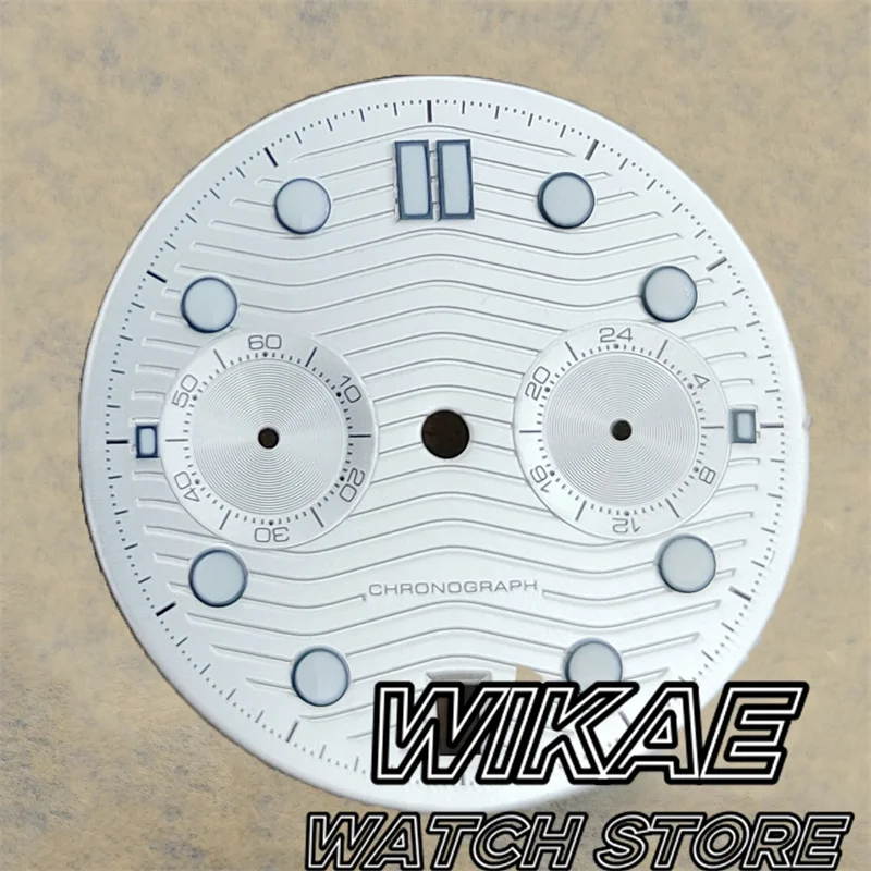 31mm Vk63 Watch Dial With Hand Sets Green Luminous 4 Hour\'s Date 6 Hour\'s Date Window For VK63 VK64 Quartz Chronograph Movement