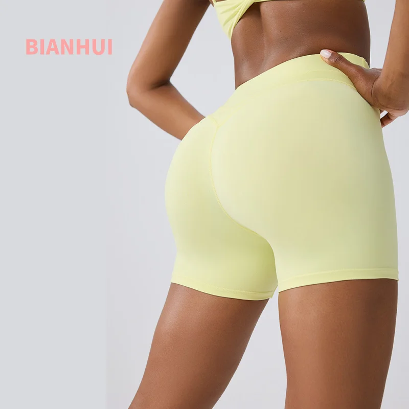 

BIANHUI High Waist Peach Hip Lift Hot Sports Shorts Nude Feel Running Fitness Yoga Pants Women's Cycling Shorts Outdoor Wear