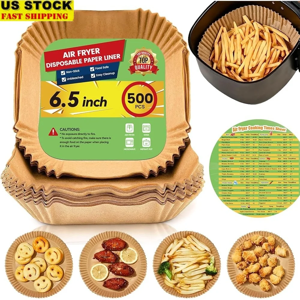 

Disposable Air Fryer Paper Liners 500Pcs 6.5 Inch Non Stick Grease Proof Heat Resistant Kitchen Baking Cooking Accessories