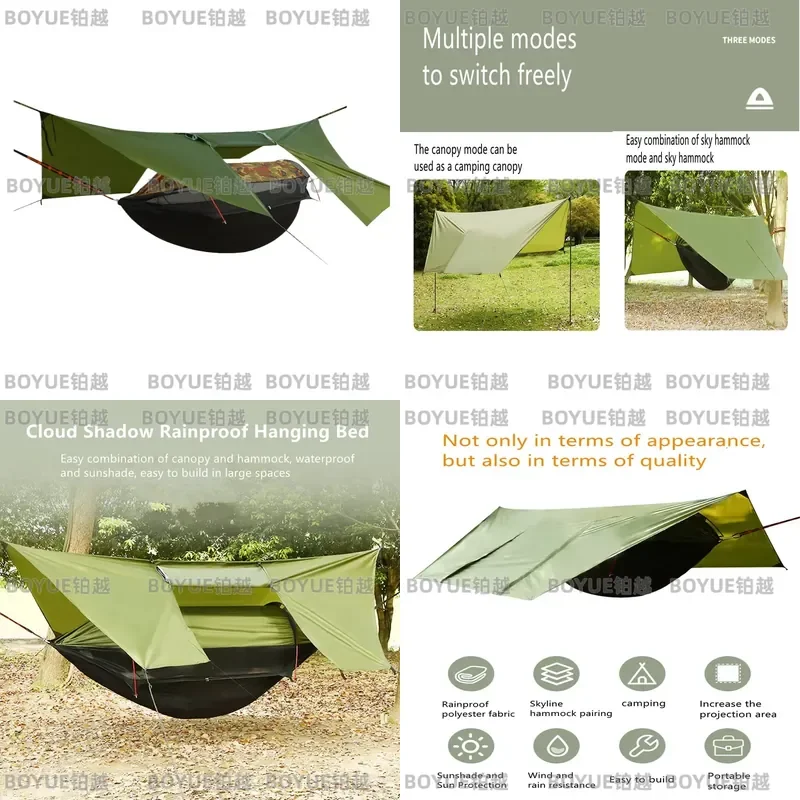 Camping Hammock With Mosquito Net Portable Outdoor Travel Sleeping Hanging Hammocks Swing And Waterproof Canopy Tent Awnings