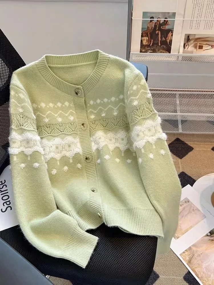 Frühherbst Farbe Blo Strickwaren Strickjacke Damen High School Junior High Student Design Sensibili Weiche gestrickte Oberbekleidung