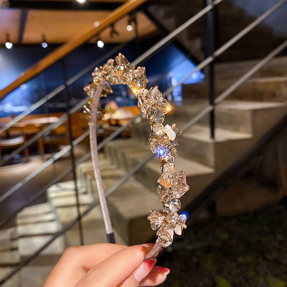French Alloy Elegant Women Hair Hoop Crystal Headbands Hair Accessories Rhinestone Hairband