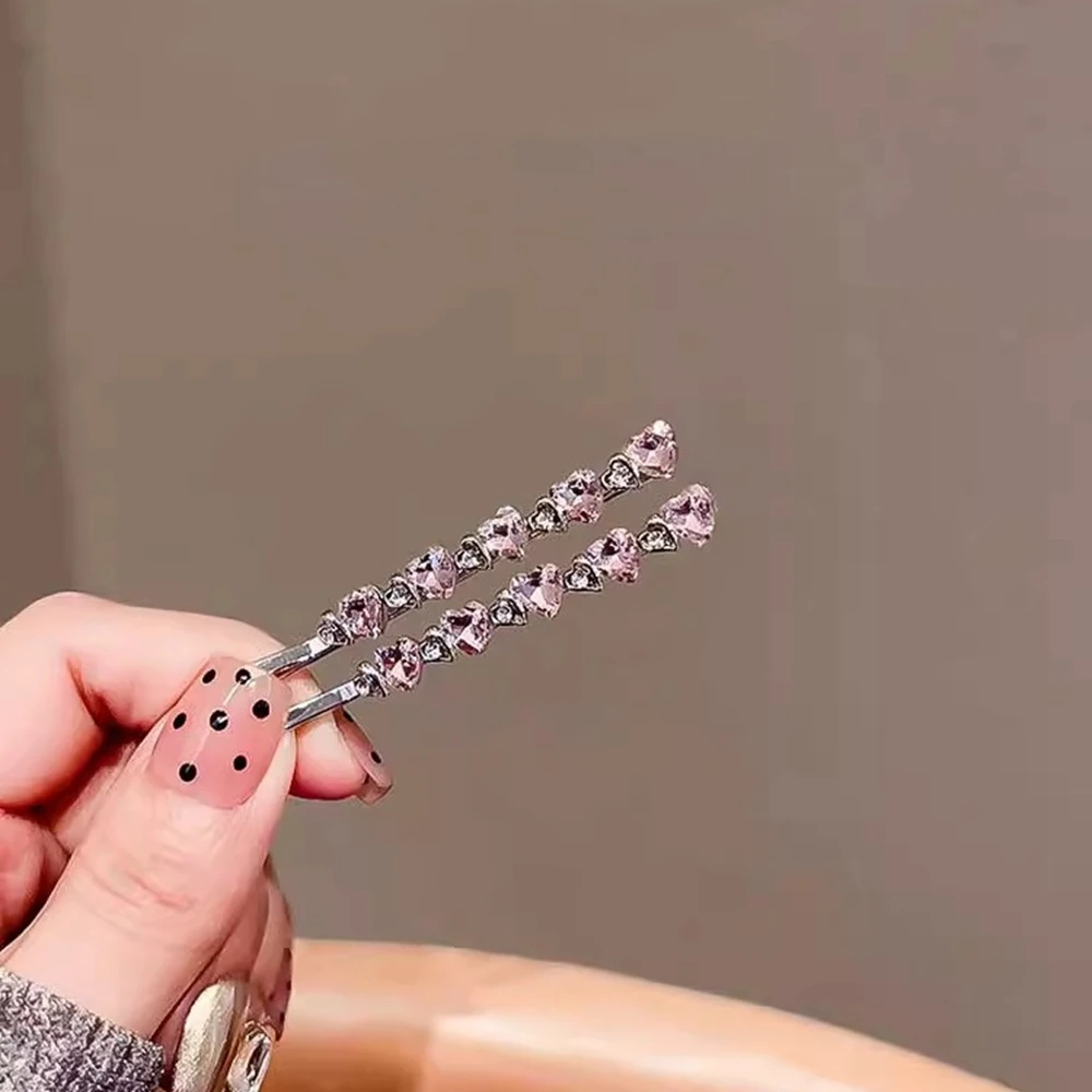 

Shiny Rhinestone Love Hair Clips Women Fashion Simple Hairpins Girls Hair Accessories Hairgrips Jewelry