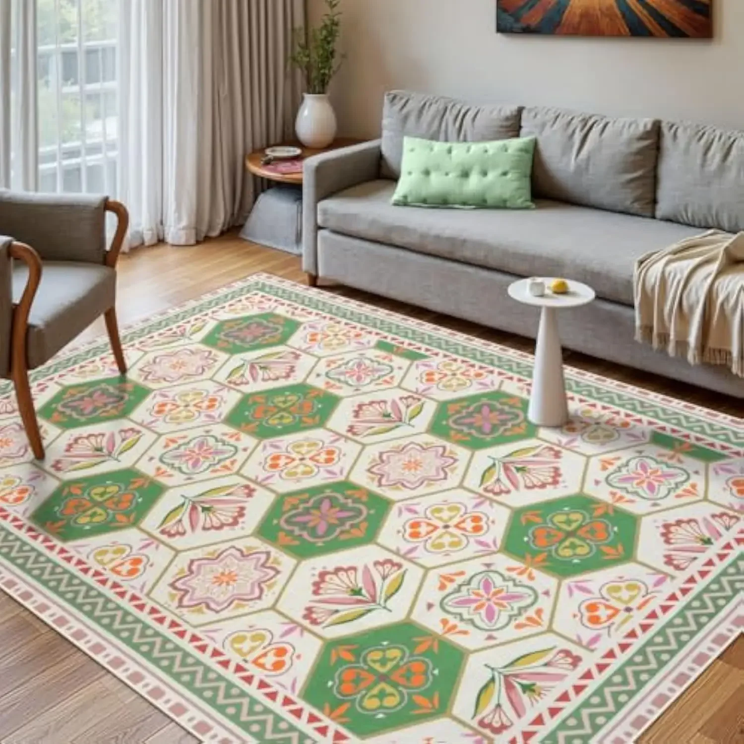 VIKAMA الحديثة الريفية نمط زهرة تقليد الكشمير غسل الظهر السجاد Floormat غرفة المعيشة المنزلي غرفة نوم المطبخ ديكور المنزل #4