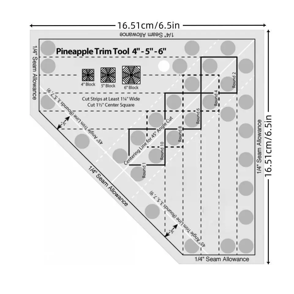 Acrylic sewing ruler set with dual color grid stitching fabric, creative grid machine stitching tool, pineapple trimming tool