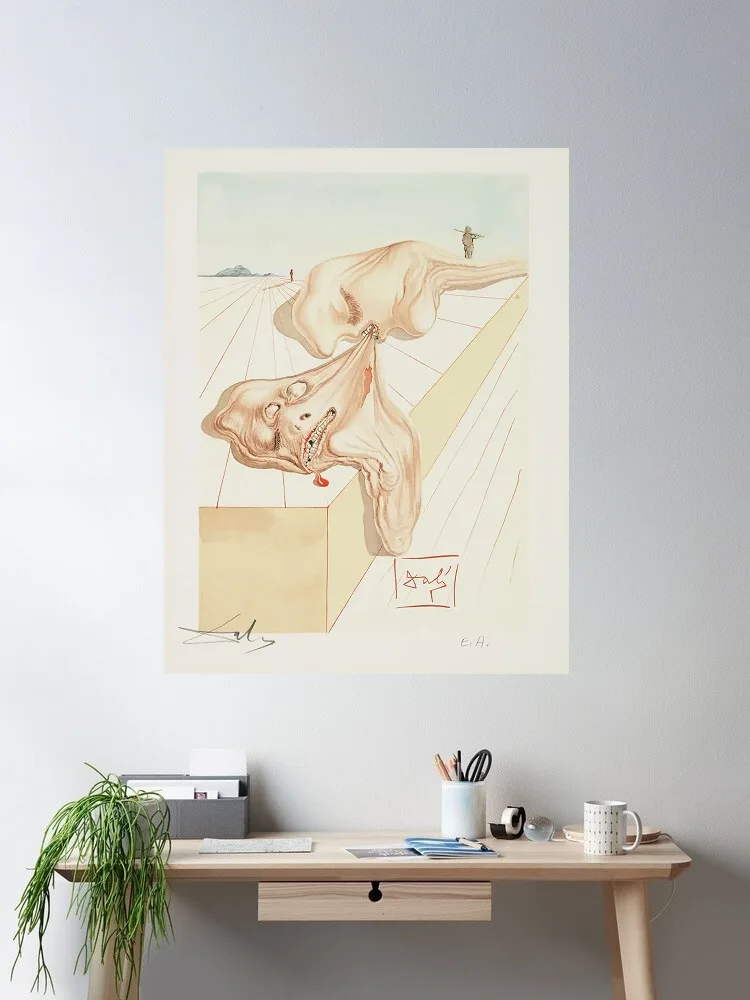 

Ljudje, ki požrejo drug drugega. Ilustracije za božansko komedijo Salvador Dali, Art Print Canvas Poster, Living Room Decor