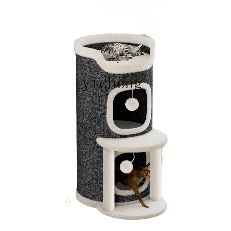 

Tqh Cat Climbing Frame Integrated Multi-Layer Semi-Closed Barrel Tree Hole Winter Double Layer Cat House