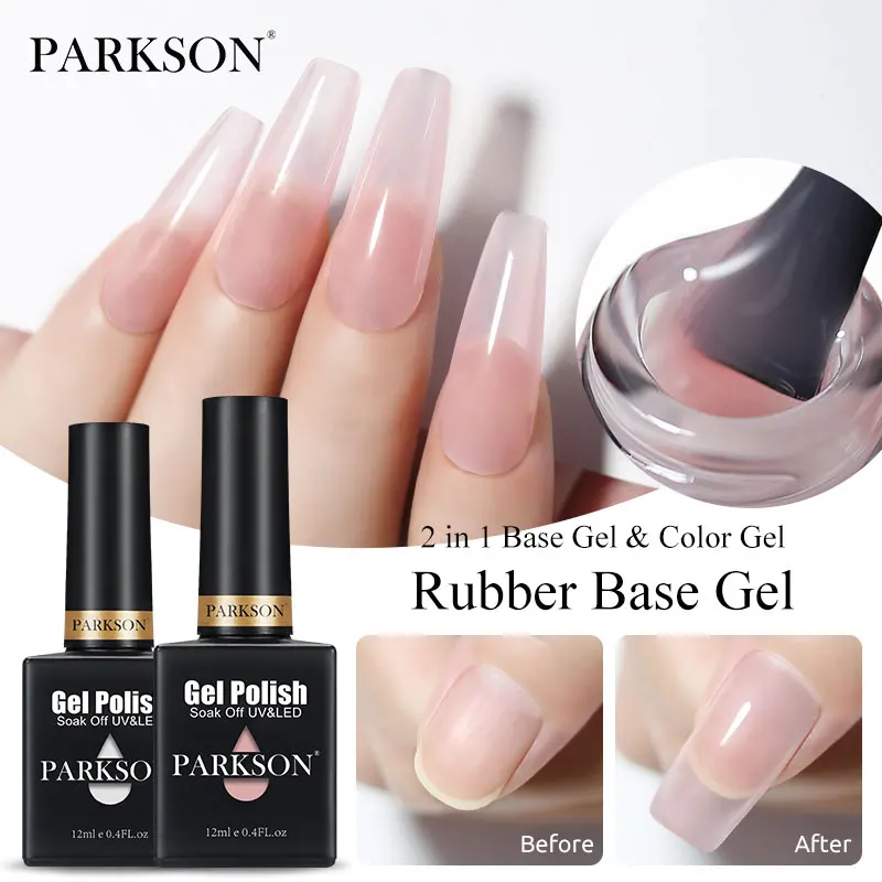 Parkson 12ml Rubber Base Gel for Broken Nail Repaired Fiberglass Clear Quick Building UV Construction Gel Soak Off Varnish