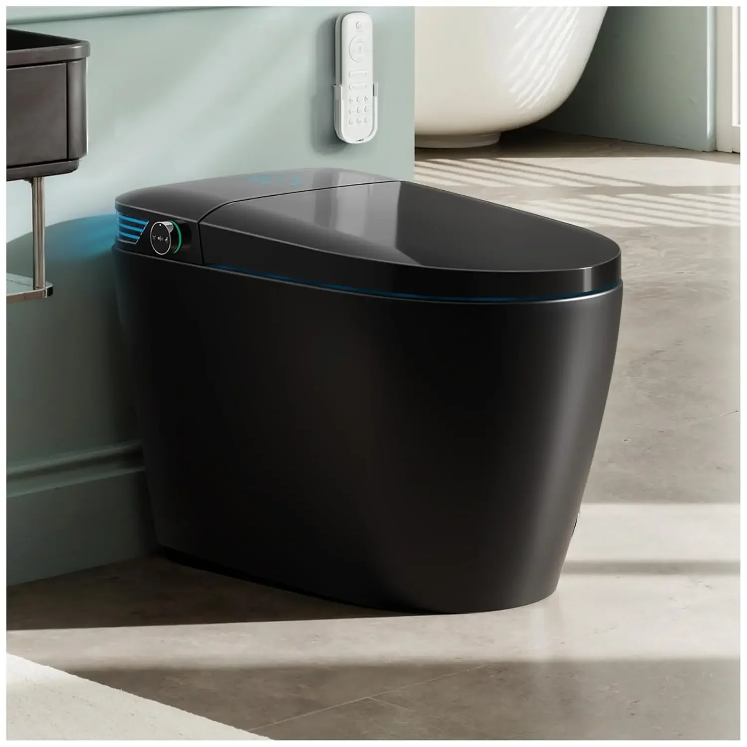 

Black Smart Toilet with Bidet Built In, Auto Open/Close Lid, Heated Seat, Warm Wash & Dryer, Night Light,, Customized