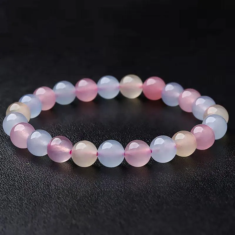 6 10mm Ladies Colorful Crystal Bracelet Natural Stone Agate Ball Bead Necklace Jewelry Making DIY Accessories