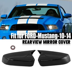 Fit For Ford Mustang 2010 2011 2012 2013 2014 Black OX Horn Style Mirror Cover Overlay Cap Assemblies Car Accessories