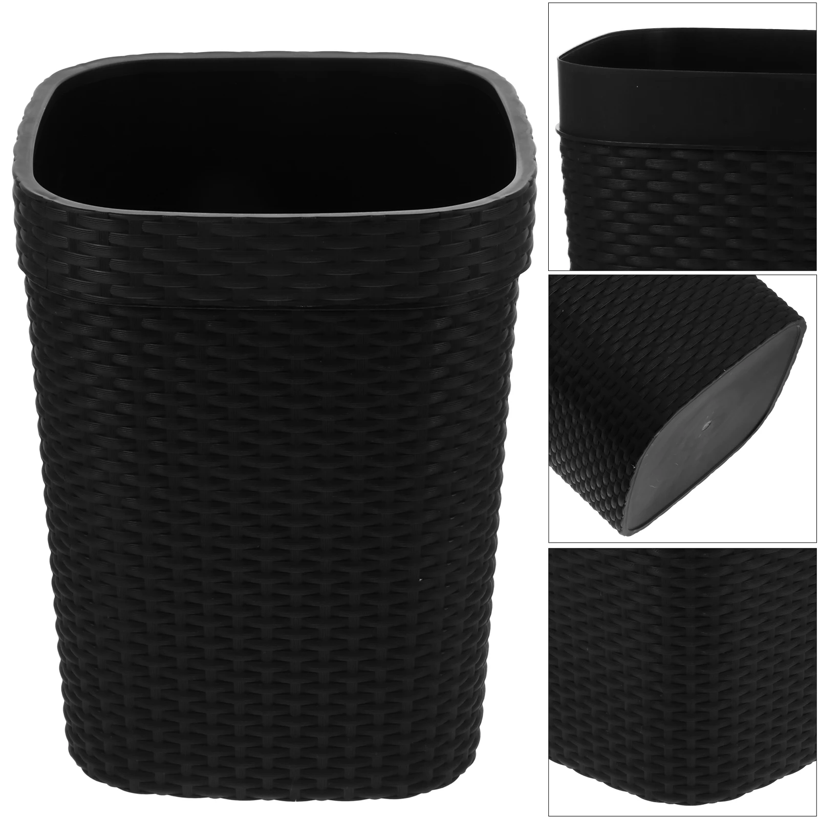 

Imitation Braided Trash Can Thickened Non-Slip Garbage Bin for Kitchen Bedroom Living Room Premium Plastic Simple Style