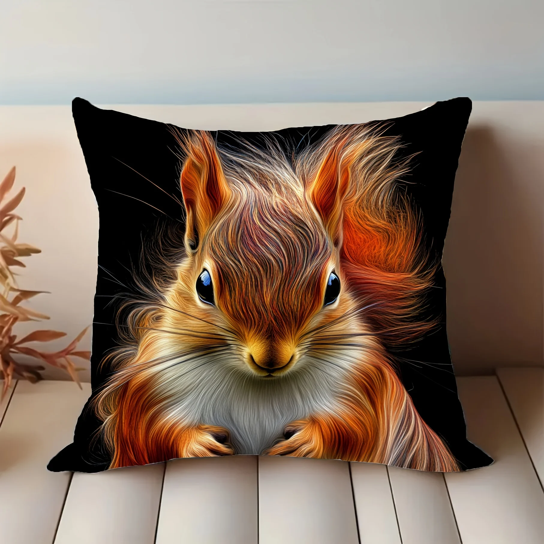 Cute Squirrel Face Throw Pillow Cushion Decorative Accent for Living Room Bedroom Cozy Home Decor Gift