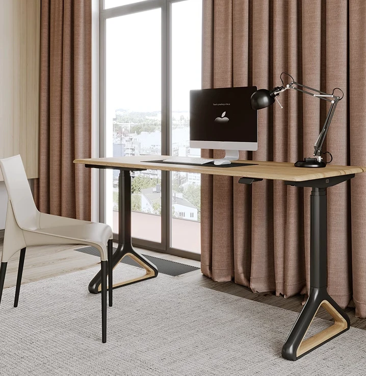 Dual motor intelligent electric lifting table solid wood version environmentally friendly home standing office computer  table