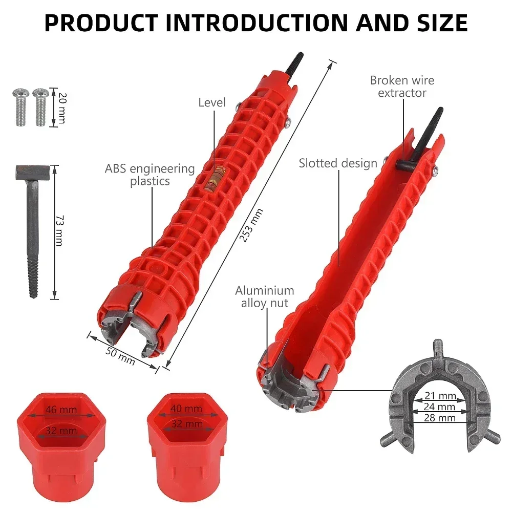 Imagem -04 - Multifuncional Faucet Extractor Tool Tap Pipe Extractor Spanner Instalador Reparação Wrench Pia Encanamento 14 Instalação