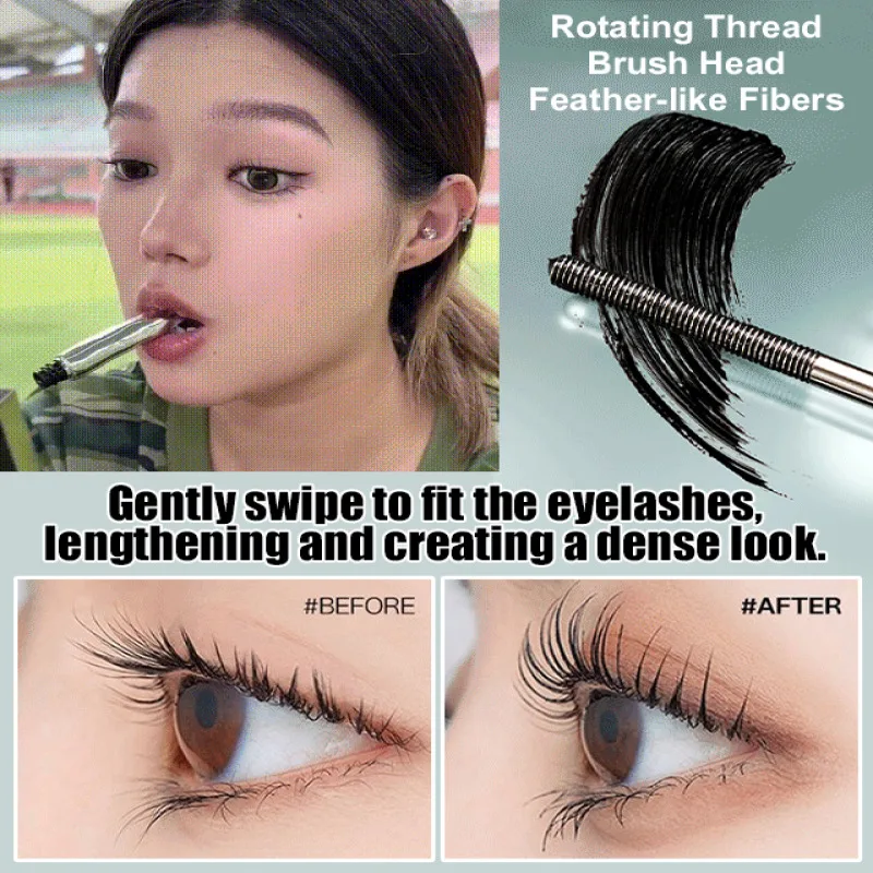 Tube Eyelash Primer Waterproof Slimming Curling Non-Smudging Long Lasting Tube Mascara Rotating Threaded Brush Head