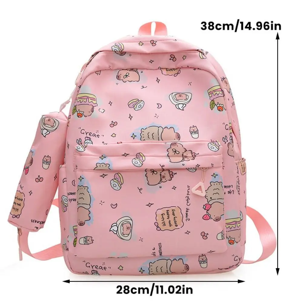 Cartoon Nylon Capybara Backpack Capybara Lightweight Schoolbag Large Capacity Alleviate Burden Shoulders Bag Student Gift