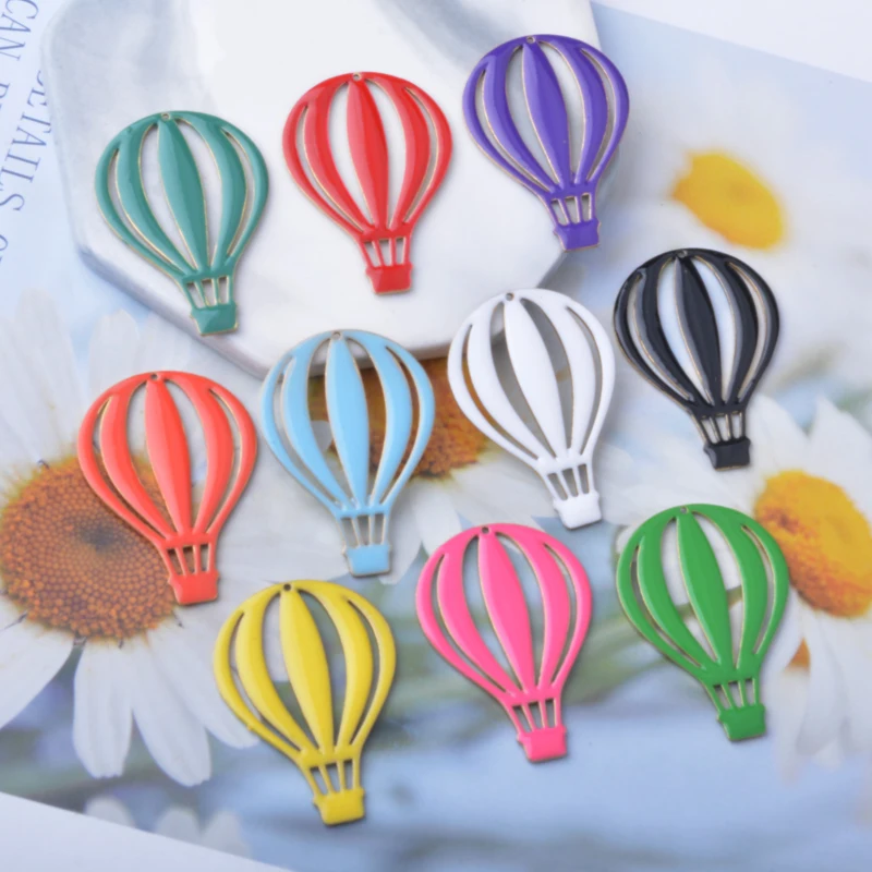 6 Stück Kupfer beidseitig emaillierte Heißluftballon-Anhänger für die Herstellung von Ohrringen, DIY-Schmuckzubehör – Detail 1