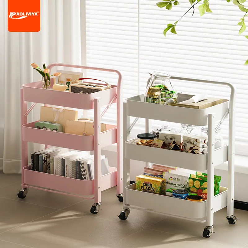 

Aoliviya Foldable Bookshelf Trolley Rack Floor Mobile Bedroom Snack Rack with Wheels Kitchen Storage Article Storage Shelf