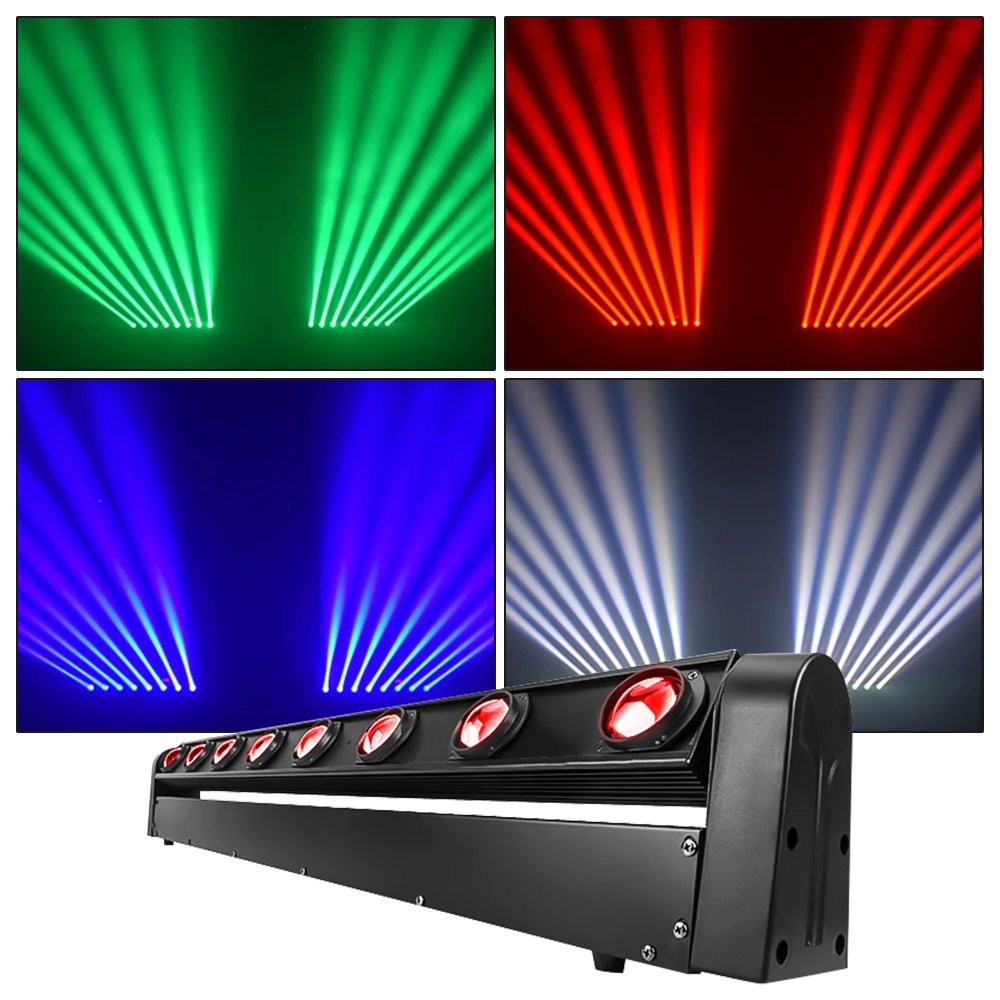 

8X10W LED Beam Moving Head Light 8 Eyes Bar DMX512 Controller RGBW Multicolor Lights Effect Lighting for DJ DISCO Wedding Party