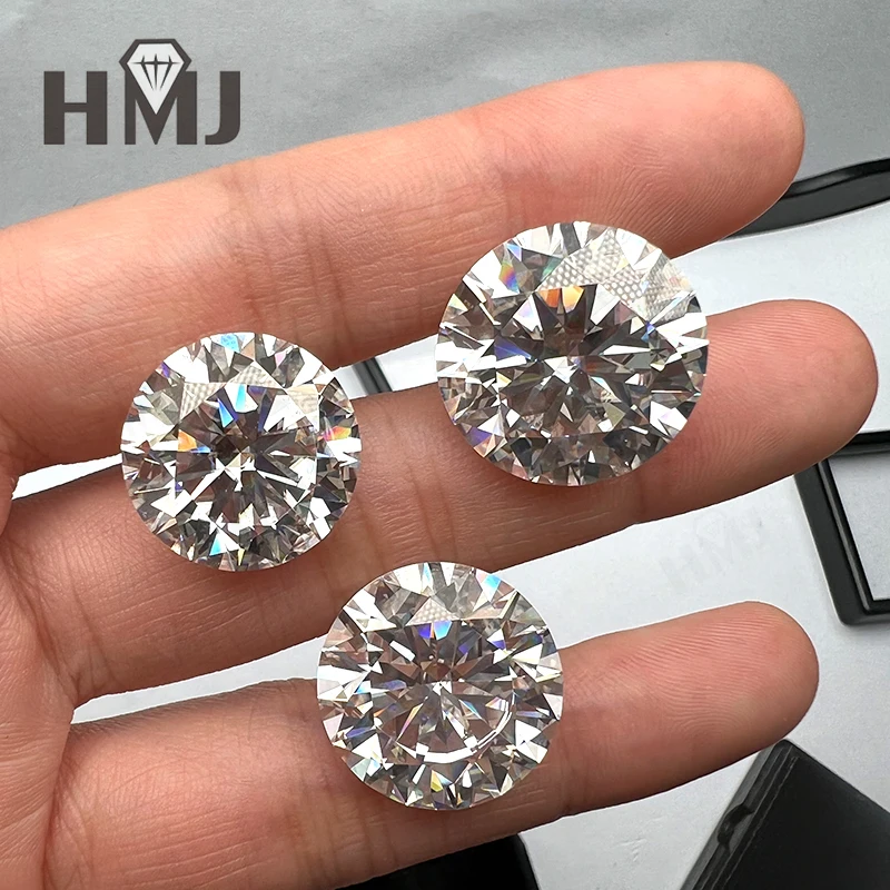 Moissanit HMJ, okrągły kształt, kolor D, czystość VVS1, 0.1-13CT z certyfikatem GRA, zaawansowane materiały do wyrobu biżuterii, zawieszki.