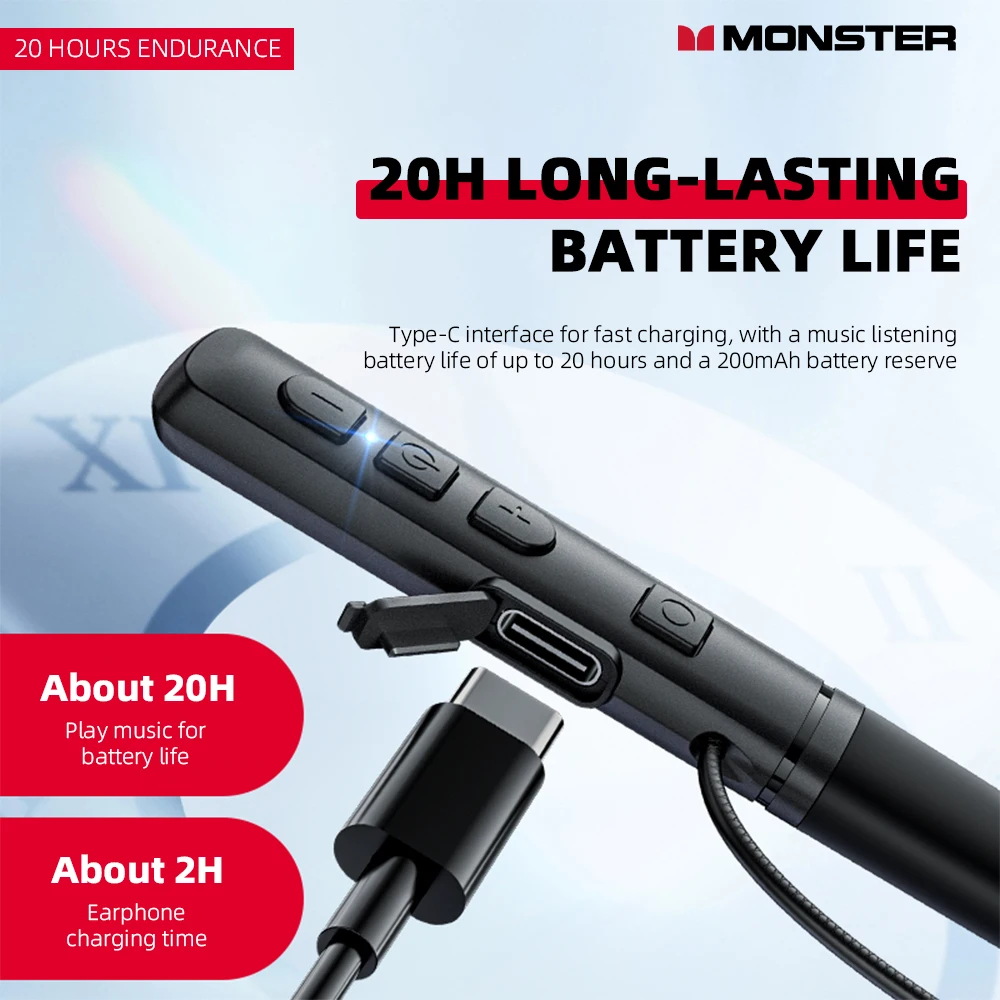 Monster AIRMARS SG03pro الرياضة شريط حول ياقة الملابس سماعة لاسلكية تعمل بالبلوتوث سماعات الثقيلة باس الموسيقى سماعة الألعاب HD دعوة سماعات ستيريو