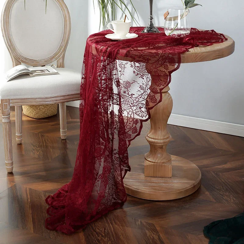 

Dark Green Lace Tablecloth Round Table Home Wedding Birthday Romantic Decoration Hollow Out Tapete Mantel Table Cover Cloth