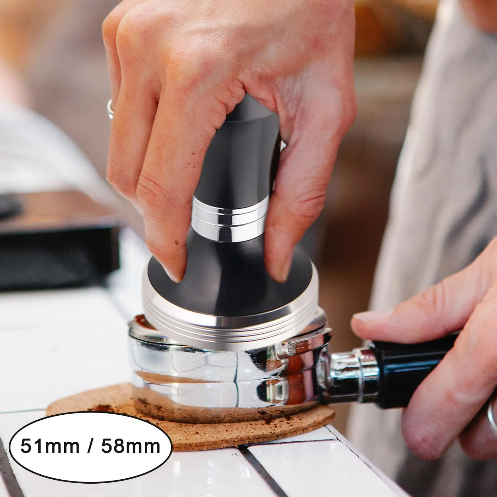 แทมเปอร์กาแฟสําหรับเครื่องชงกาแฟเอสเปรสโซ, ฐานสแตนเลสสตีลแบน, แทมเปอร์ที่ถอดออกได้, อุปกรณ์เสริมเอสเปรสโซ