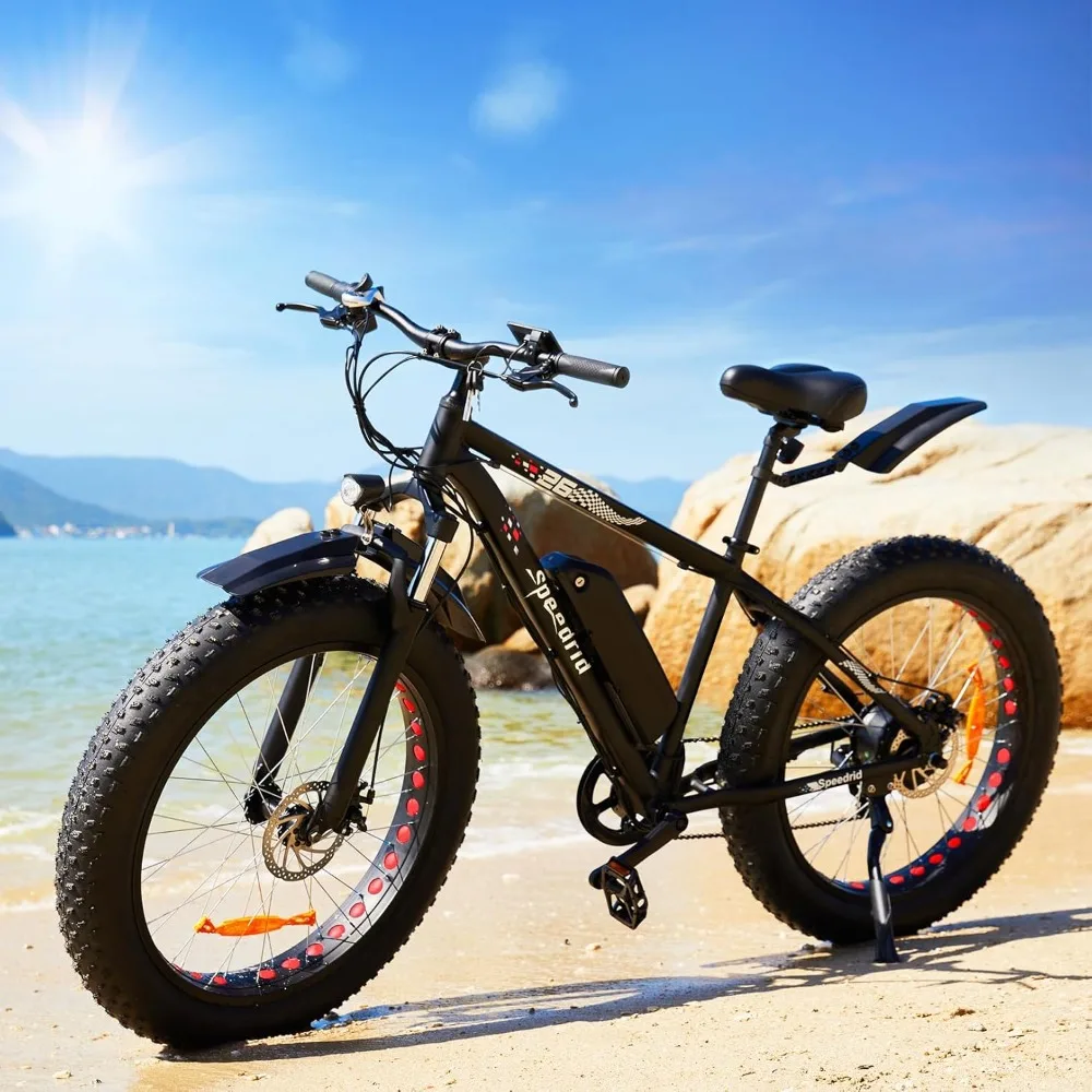 

Electric Bike 26" Fat Tire Electric Bike for Adult, 25mph Peak 750W 48V 10.4/ 13Ah Removable Battery Electric Mountain Bike