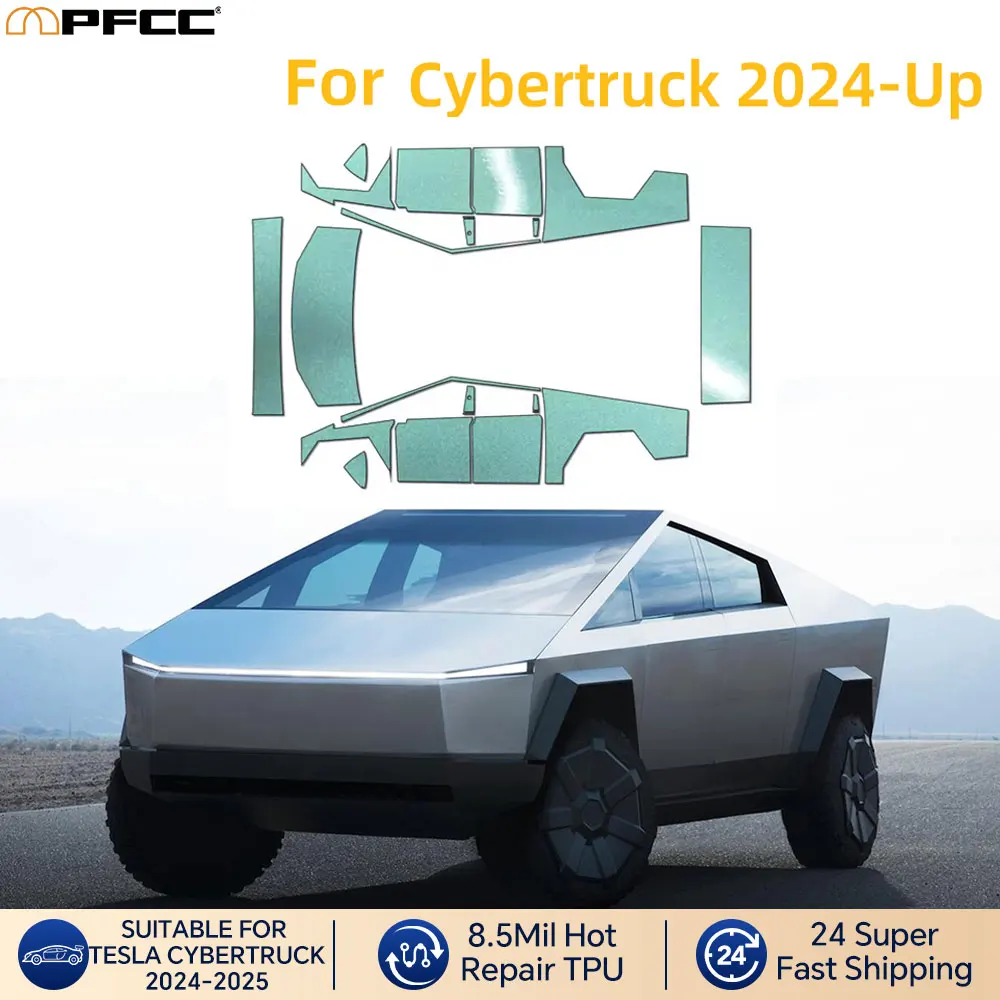 

Для Tesla Cybertruck 2024-2025 цветная пленка PPF наклейка на кузов автомобиля матовый черный цвет сменная пленка комплект аксессуаров против царапин