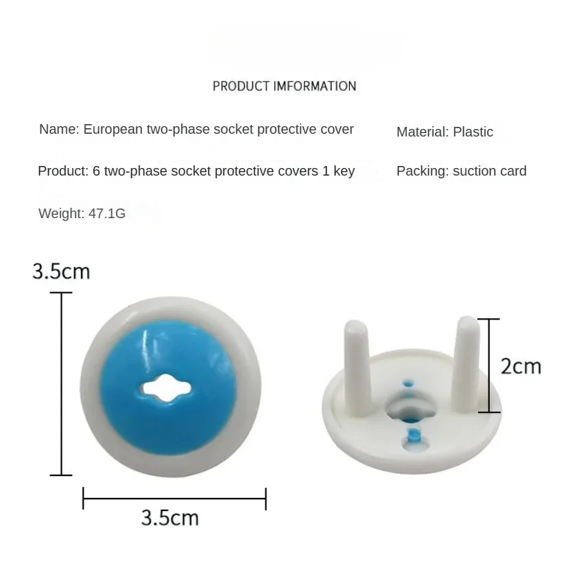Baby Proofing Electrical Socket Covers with EU Plug, 2 Pin & 2 Phase Anti-Electric Shock Safety Socket Protectors