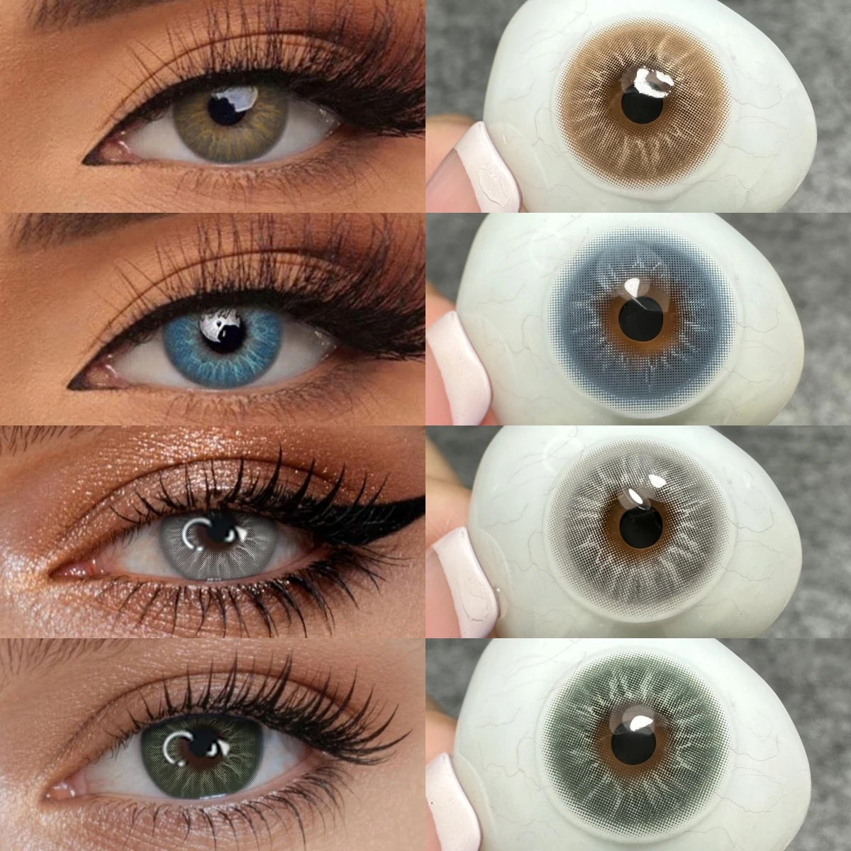 VISUASHOW 14,2mm Tiefblaue Farbige Kontaktlinsen 2 Stück 6 Monate Tragezeit Weiche Linse Natürliche Braune Kontaktlinsen für Tägliche Augenschönheit