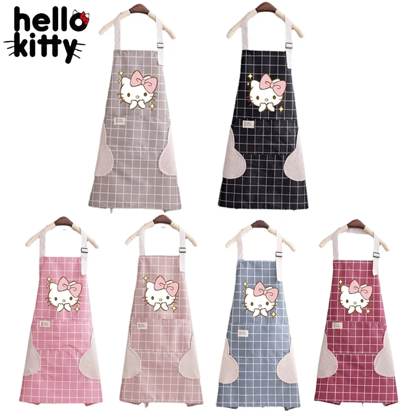 Hello Kitty Apron Kitchen Cooking Baking Aprons Waterproof Oilproof Dining Aprons Cartoon Women Hand Towel Apron Work Clothes