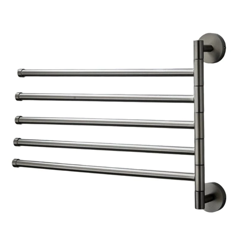 Professional Wall Mounted Folding Towel Rack 5 Bar Brass Rotating Bathroom Towel Bar Movable Towel Holder Shower Shelf
