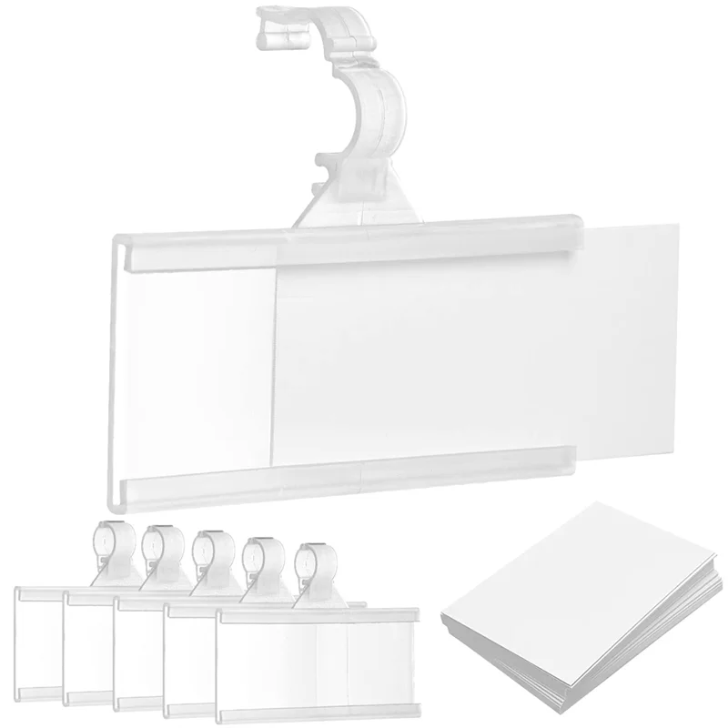 AT13 Supermarket Basket Shelf Plastic Hanging Label Hook Price Tag Card Holder With Card Paper Size 76X35mm 50 Sets