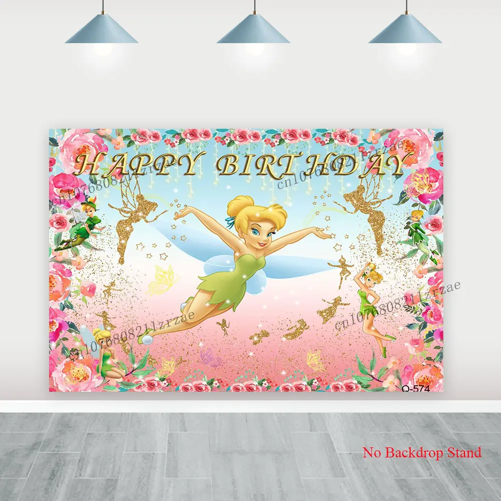 Tinker Bell Backdrop Kids Girls Birthday Party Elf Decorations Baby Shower Banner Poster Photo Background Wall Photography Props
