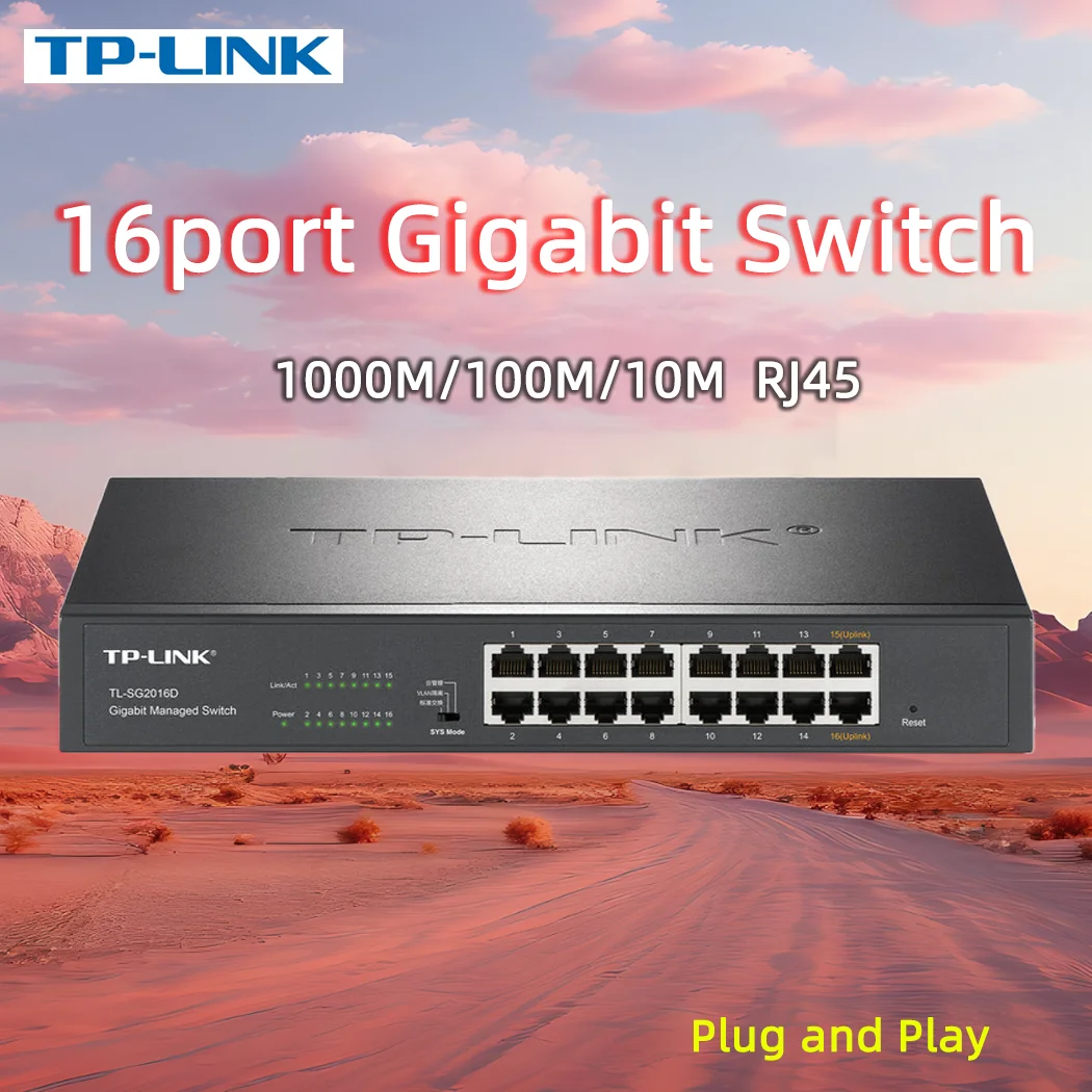 TP-Link 16 Port Gigabit Switch 1000Mbps Desktop Switcher Hub Network Convergence Isolation Vlan 1G RJ45 Ethernet IP Camera