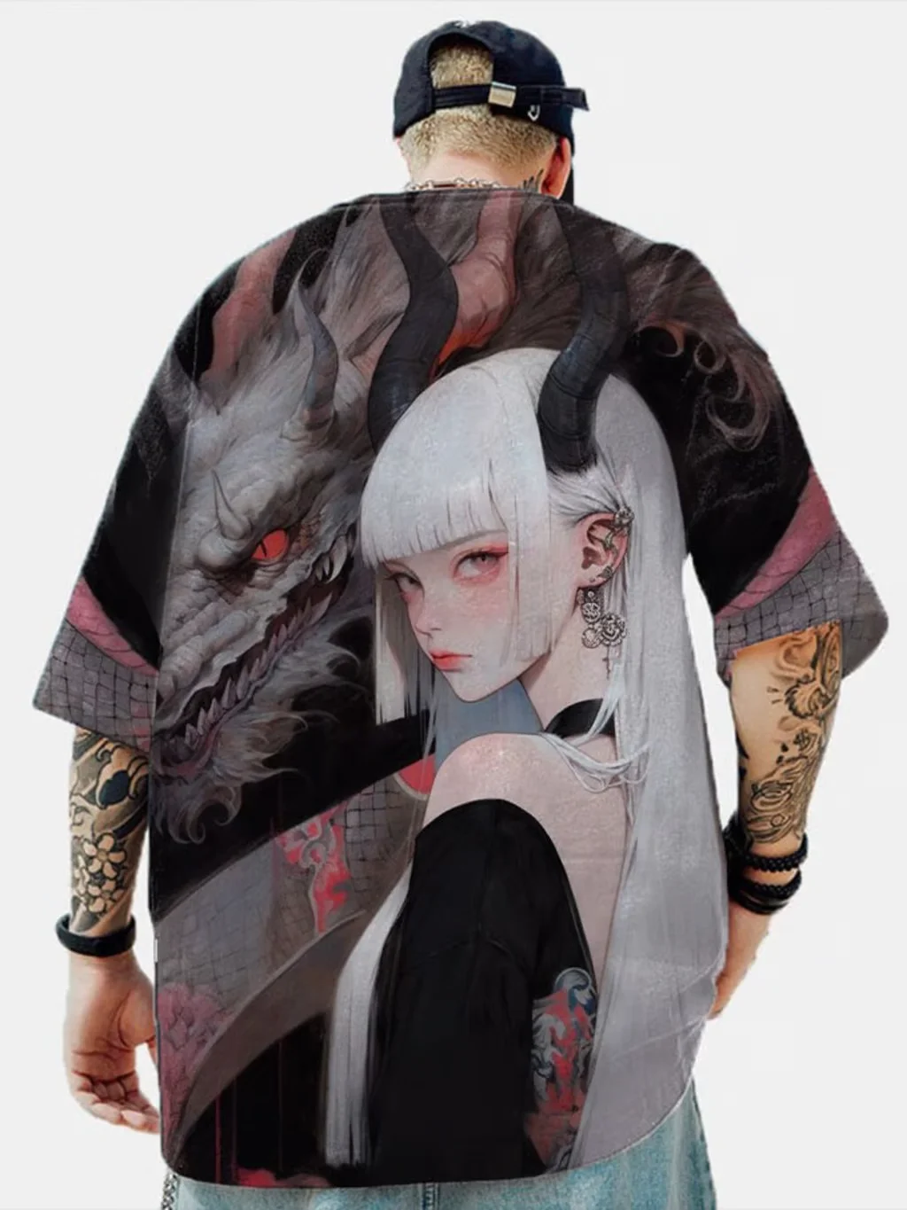 Men's T-shirt, Anime Girl Character T-shirt, Sexy Beauty 3D Print T-shirt Men's Casual Loose Street T-shir Short-sleeved T-shirt view 4