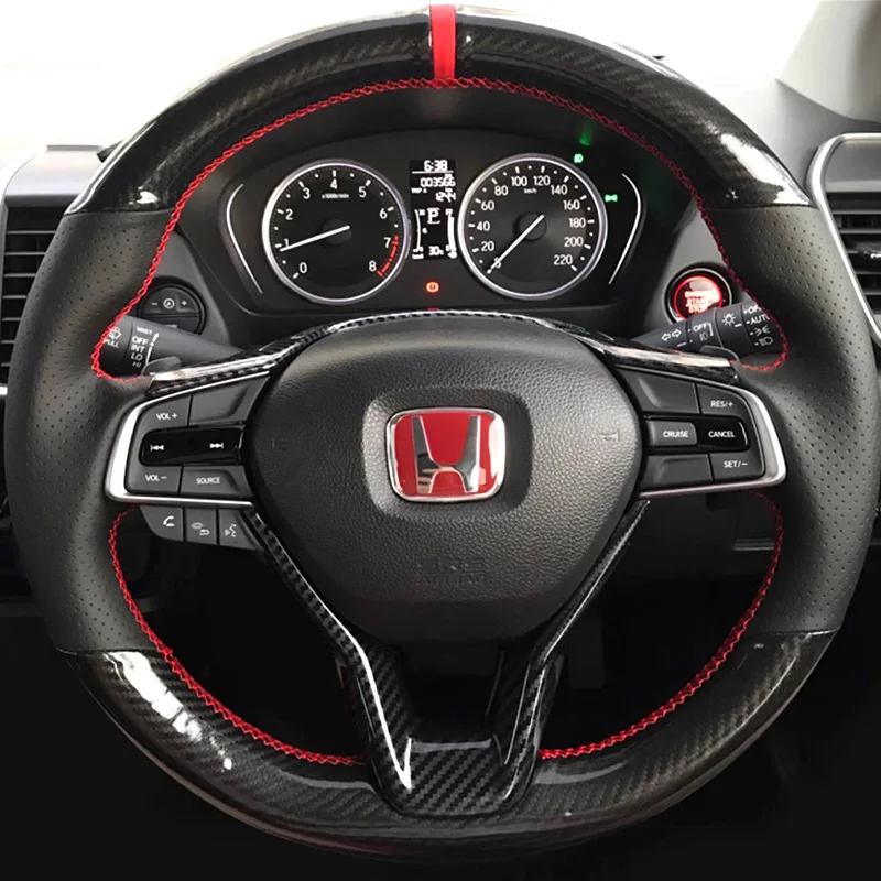 

for Honda Accord 10 2018 2019 2020 2021 Full Coverage Sports style Steering Wheel Cover Insight 2019 Braid Suede&red Interior
