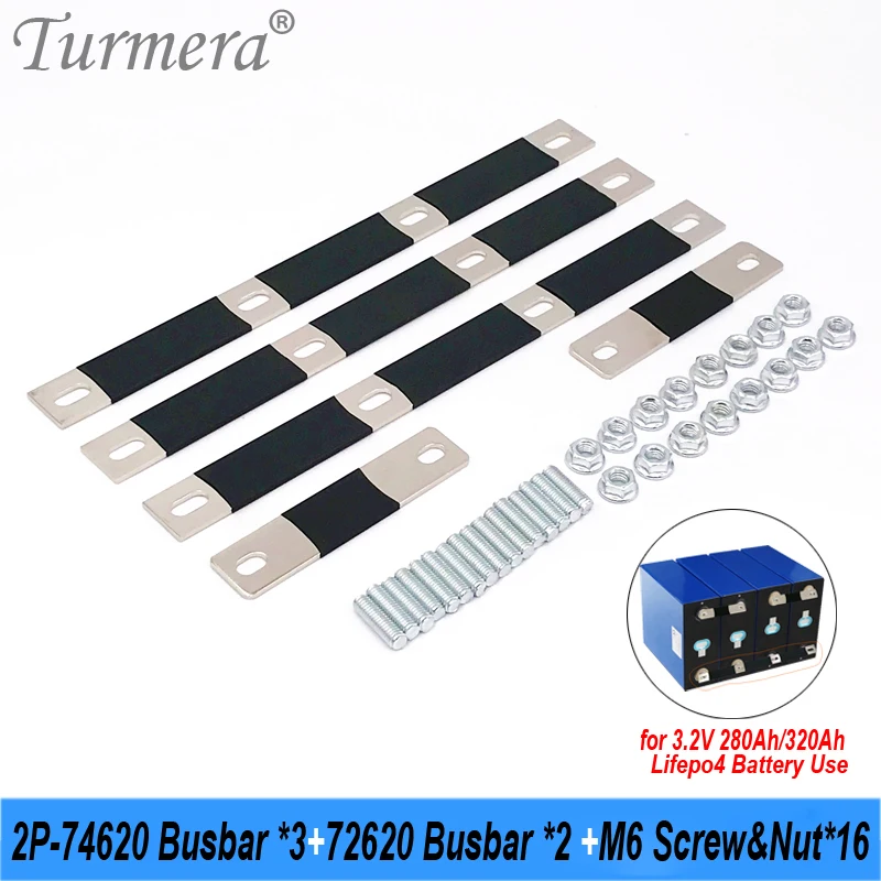 

Turmera 12.8V Lifepo4 Battery Copper Busbar Connecter Hole to Hole 74mm for 4S2P 12V 14.4V 280Ah 310Ah 320Ah Lifepo4 Battery Use