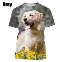 New Summer 3D Cute Animal Golden Retriever Printed T Shirt Children Fashion Harajuku Short Sleeves Funny Tee Shirts Tees Clothes