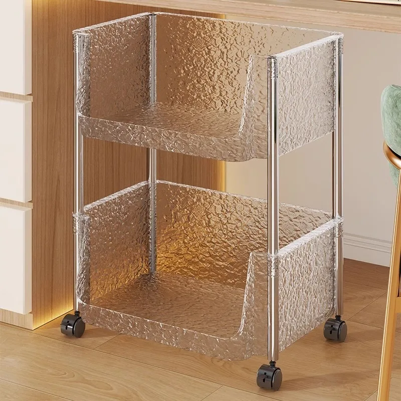 Portable Storage Holders Floor-standing Type Multi-level Small Bookcase Translucent Large Opening Storage Holders Home Decor